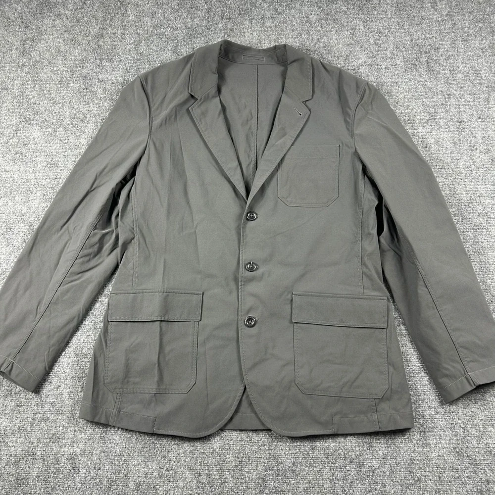 Eddie Bauer Blazer Mens 44 Gray‎ Nylon Spandex Stretch 3-Button Travel Jacket